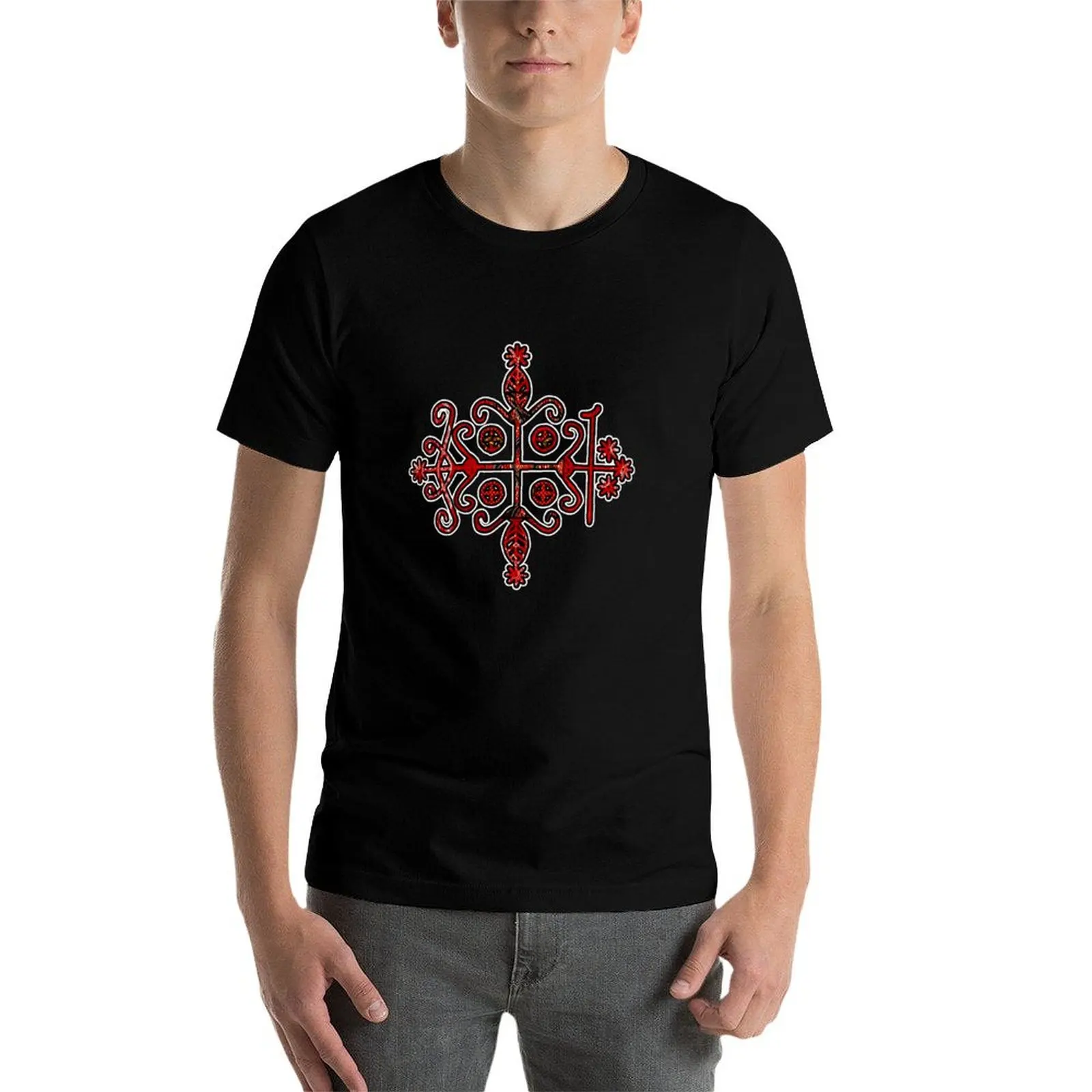Фото Футболка Papa Legba Elegua Veve Sigil, легкая базовая рубашка с короткими рукавами №3