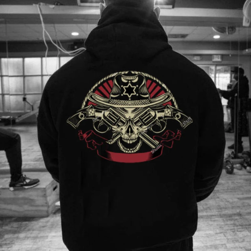 

Skull Race Motorbike Hoodies Retro Design of Personality Pattern Men Clothing Pullover Autumn and Winter Women Warm Outerwear