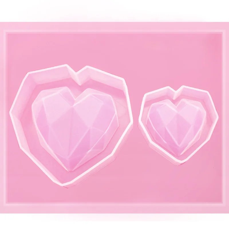 

1Pcs 3D Love Heart Design Silicone Cake Mold Diamond Soap Moulds DIY Car Pendant Gypsum Plaster Heart Mold Handmade Candle Molds