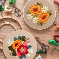 embroidery diy material package hand embroidery bouquet kit 3d printing beginner simple circular cross stitch kit sewing process