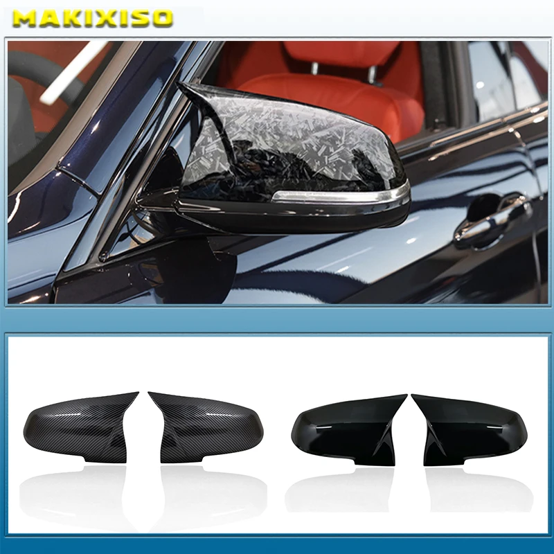 

1Pair Side Rearview Wing Mirror Cover Caps For BMW 1 2 3 4 Series F20 F30 F31 F32 F34 F36 E84 2014 -2018 ABS Gloss Black