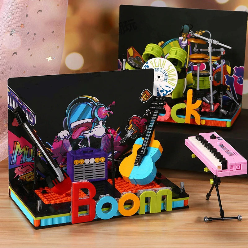 

Rock Instrument Building Blocks Small Particles Assembled Toy Creative Ornament Electronic Piano Electronic Drum Building Blocks