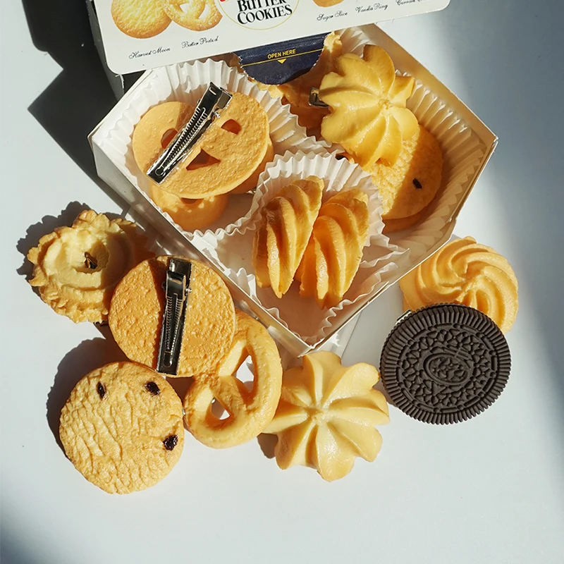 

Новый боковой зажим печенья с печеньем, карточка для волос, оригинальный дизайн, имитация еды, забавная заколка-Пряжка, аксессуары для волос...