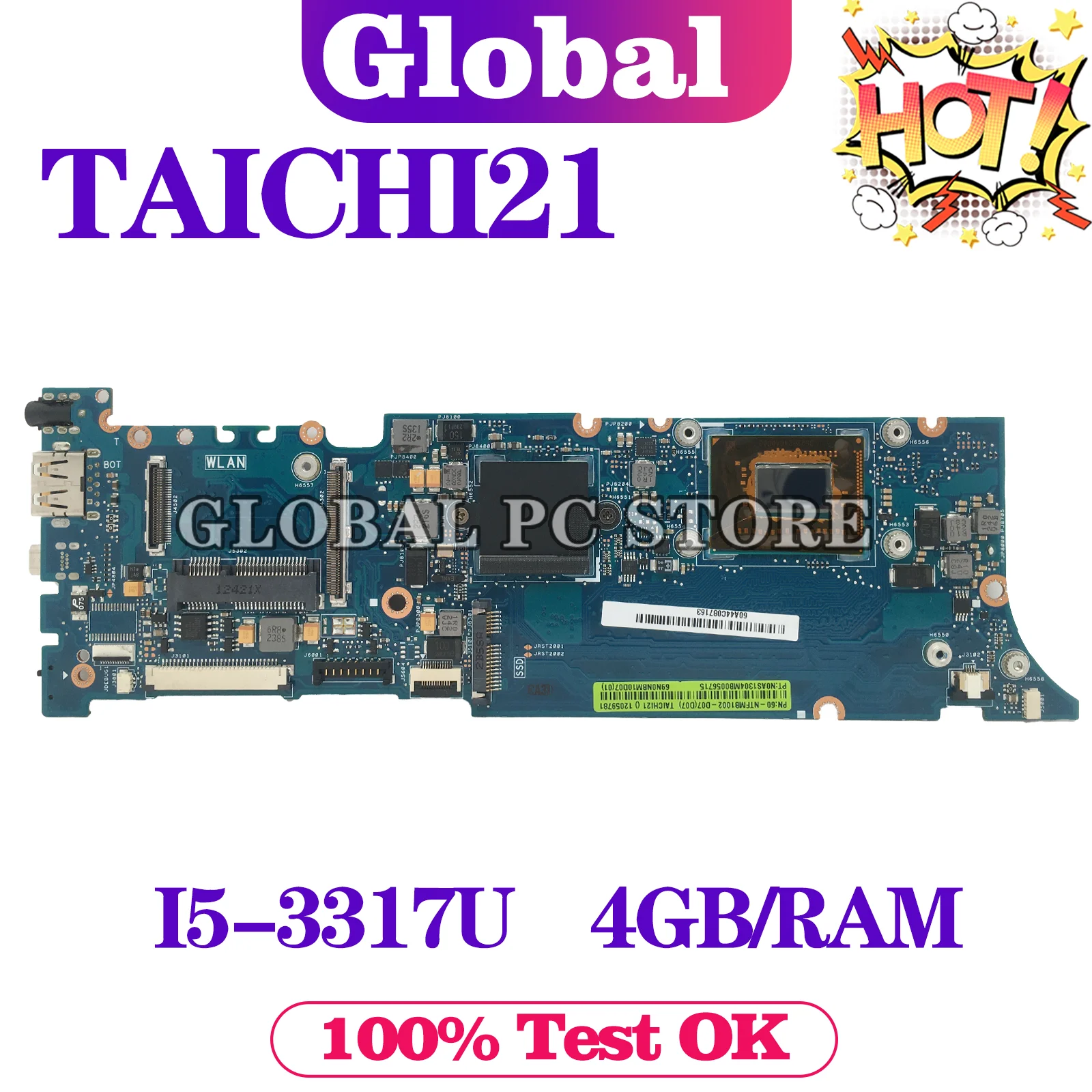

KEFU ноутбук TAICHI21 с процессором I5-3317 4 ГБ/оперативной памятью материнская плата ASUS TAICHI 21 материнская плата для ноутбука работает нормально