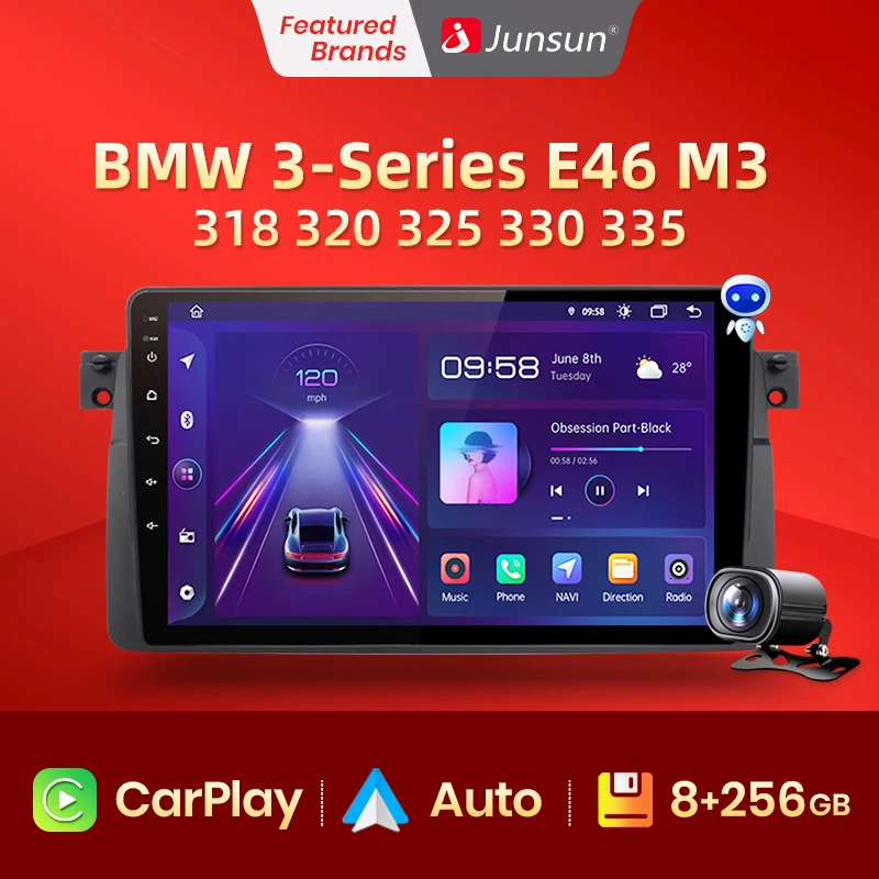 Автомагнитола Junsun V1pro мультимедийный проигрыватель на Android 2DIN с ИИ-голосом для BMW 3