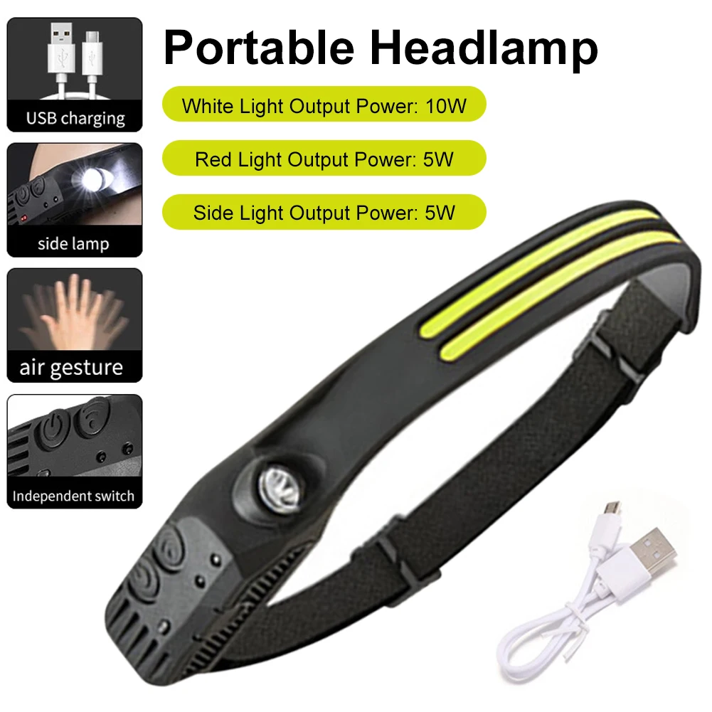 

Portable COB Headlight Dual Light USB Rechargeable Outdoor Night Running Light Strong Light Headlamp Riding Light