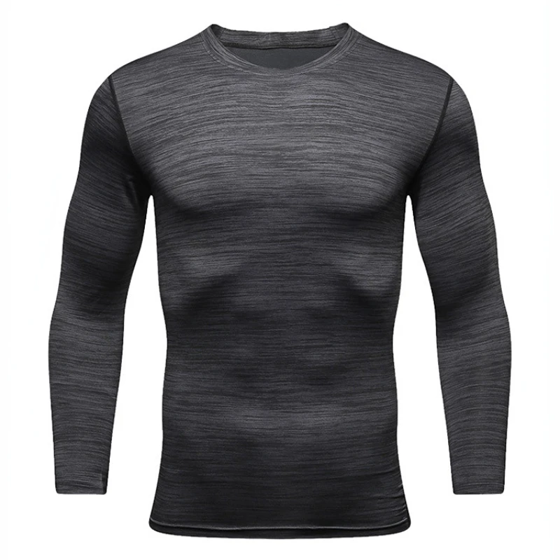 LU Gym Shirts Men Long Sleeve Workout Quick Drying Running Sports Tops Fitness Training Jogging Compression Shirt Sportwear