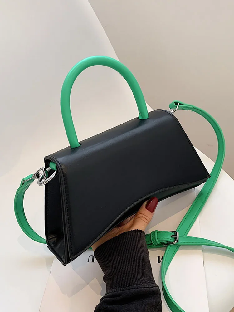 

Contrast Flap Women's Bag Shoulder Top Handle Luxury Design Pu Leather Crossbody Bags for Women 2022 Fashion New Ladies Handbags