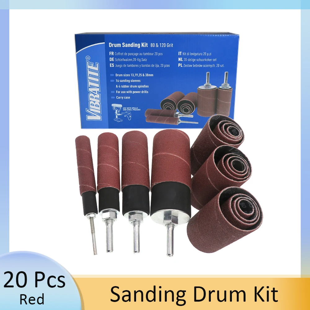 20 шт. набор шлифовальных барабанов с футляром, резиновые оправки, наждачная бумага для деревообработки, гравировальная дрель, вращающаяся полировка