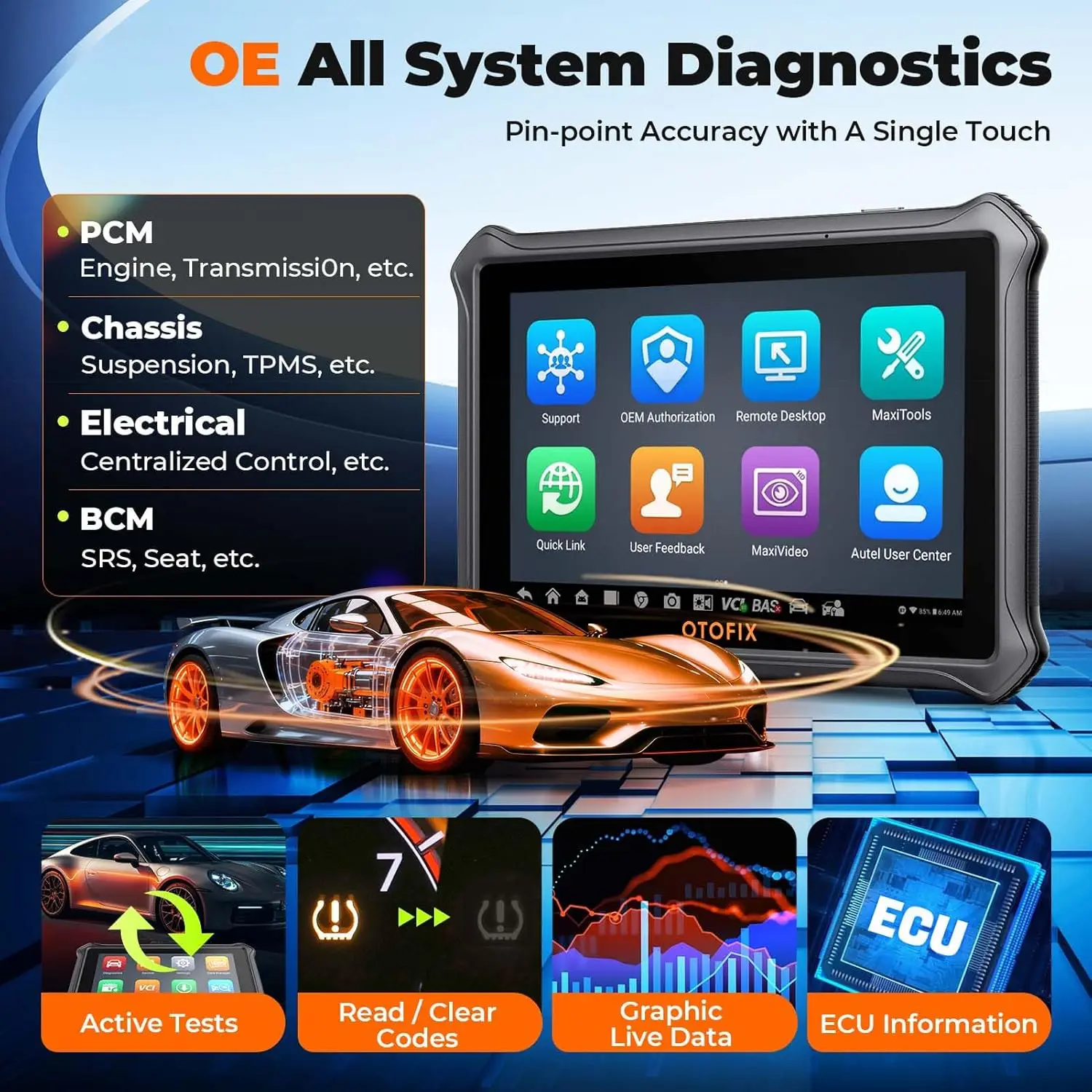 Фото Диагностический сканер OTOFIX D1 Lite с двунаправленным сканированием, Bluetooth, OBD2, диагностика всех систем, 38+ сервисных функций, 2 года бесплатных обновлений №3