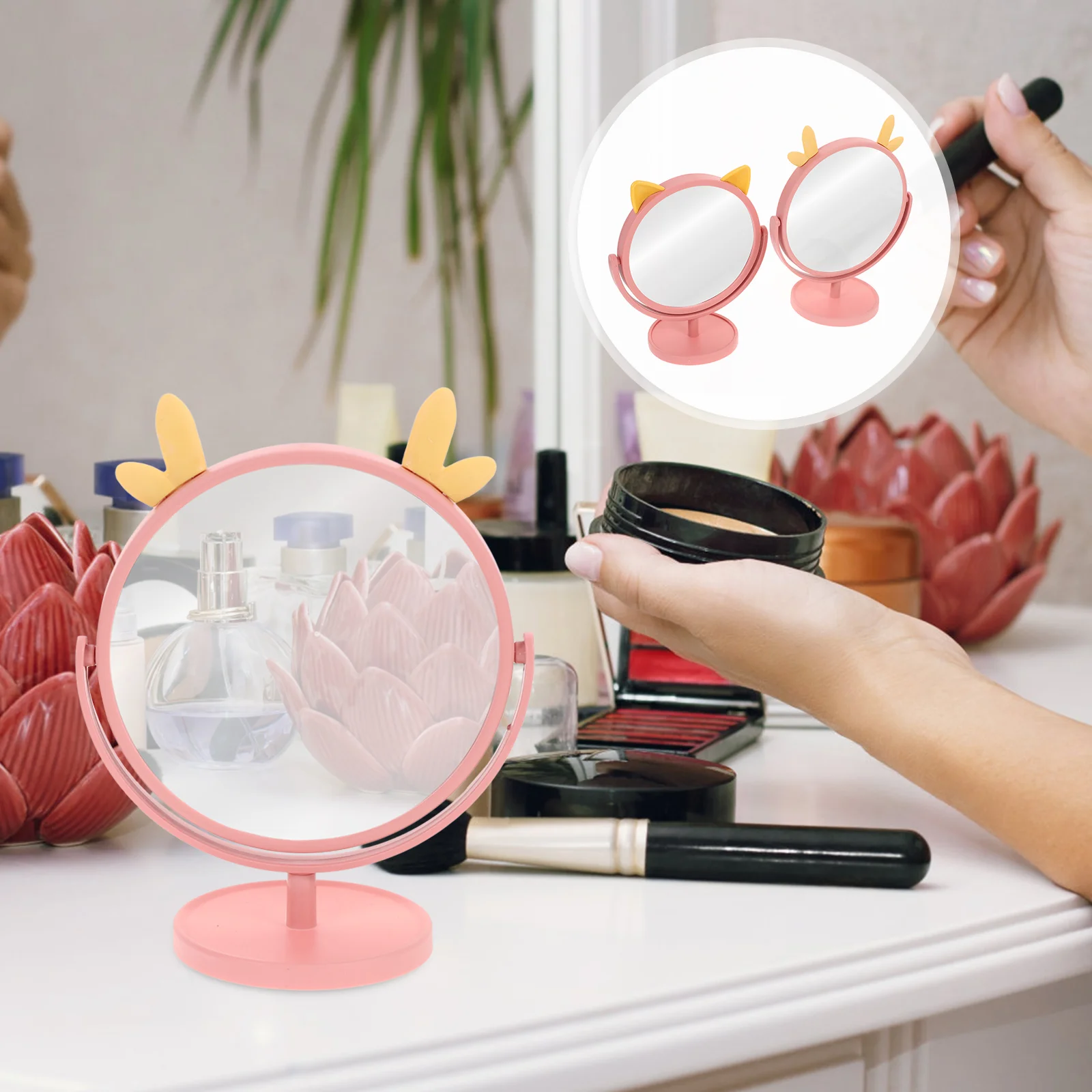 

2Pcs Desktop Mirror Makeup Mirror Desktop Mirror Mirror