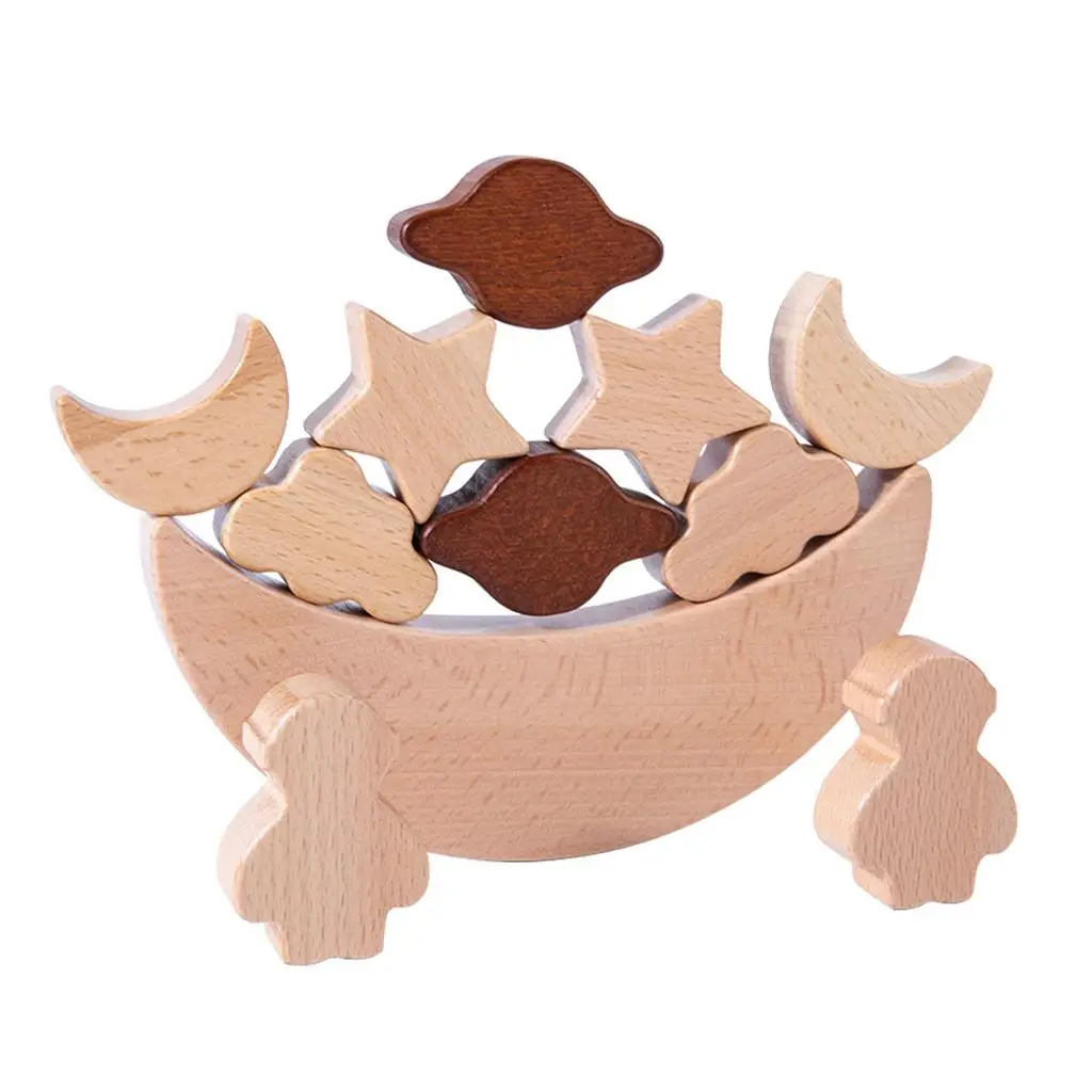 

Classic Moon Stacking Blocks Preschool Game Stacking Building Blocks Toys for Children