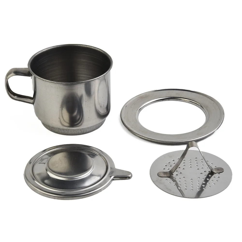 

1pc Vietnamese Stainless Steel Coffee Filter Cup Vietnamese Coffee Drip Pot Portable Home Office Travel Camping Kitchen Supplies
