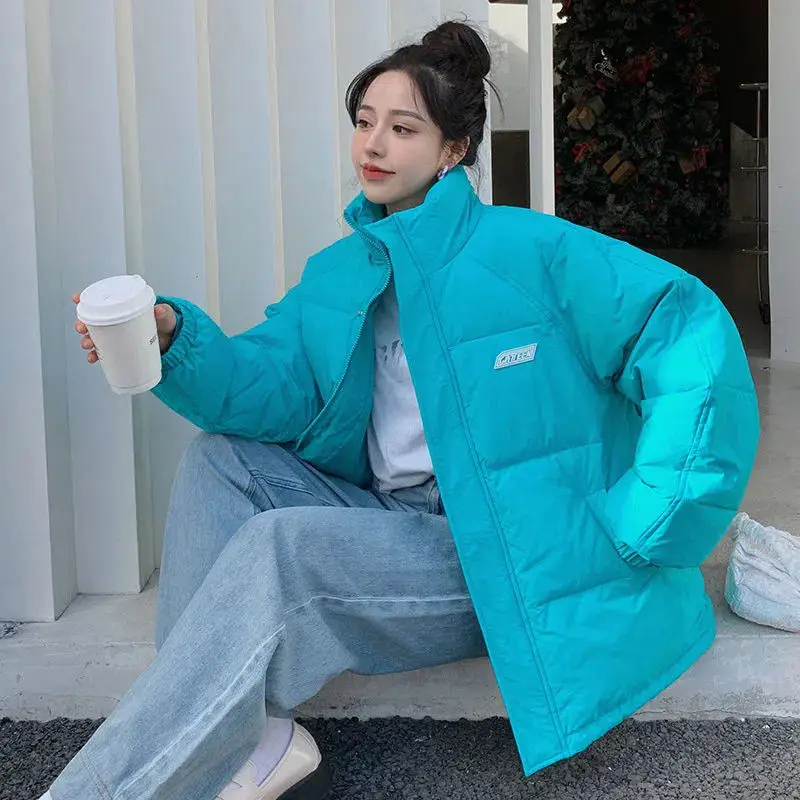 New Winter Women's Casual Plus Size Cotton Coat Korean Fashion Loose Slimming Thickened Down Jacket Women's Solid Color Coat