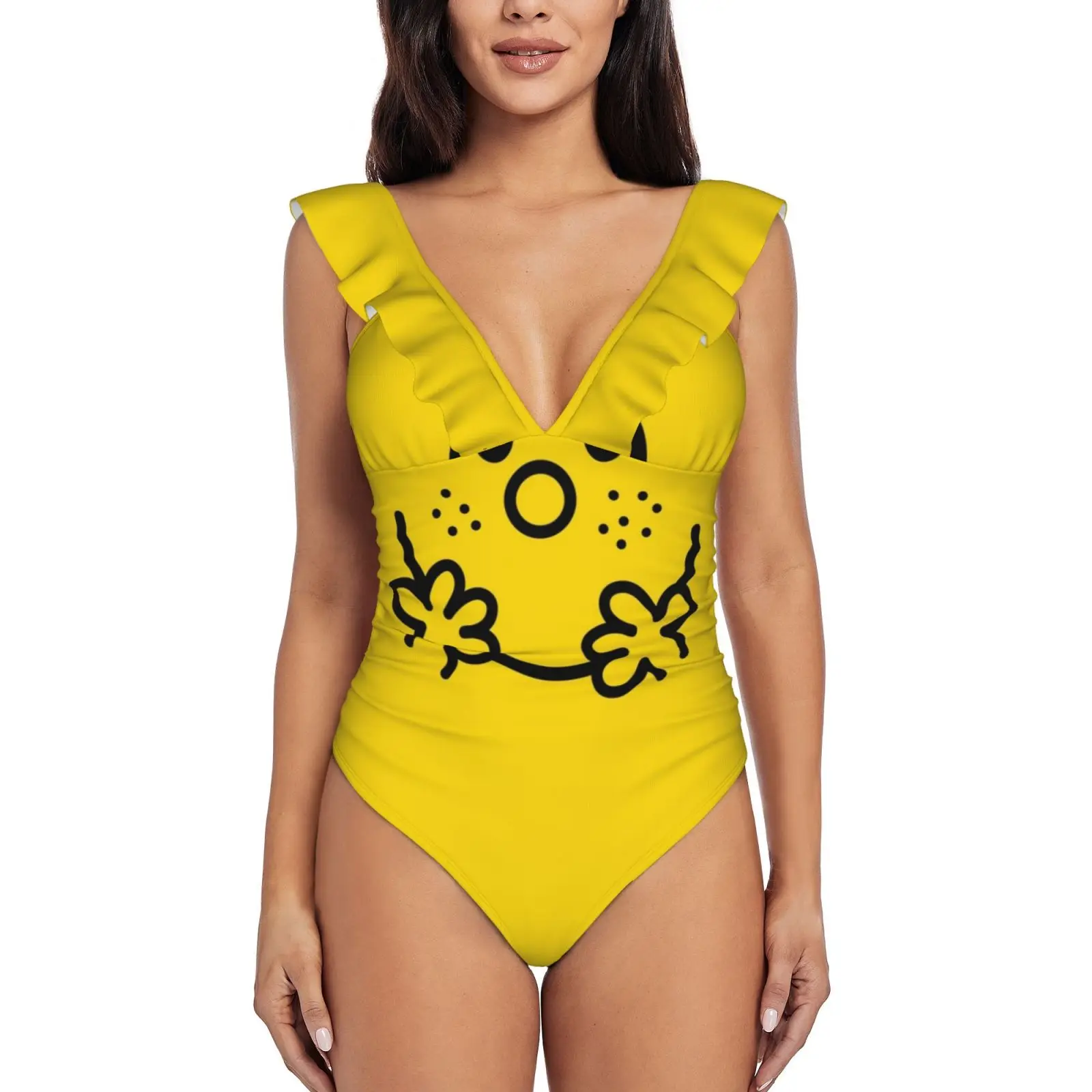 

Сплошной купальник Sunbeam, женские купальные костюмы с оборками, новые пляжные купальники для девочек, солнечный Роджер харгрейз, чаттербокс ...