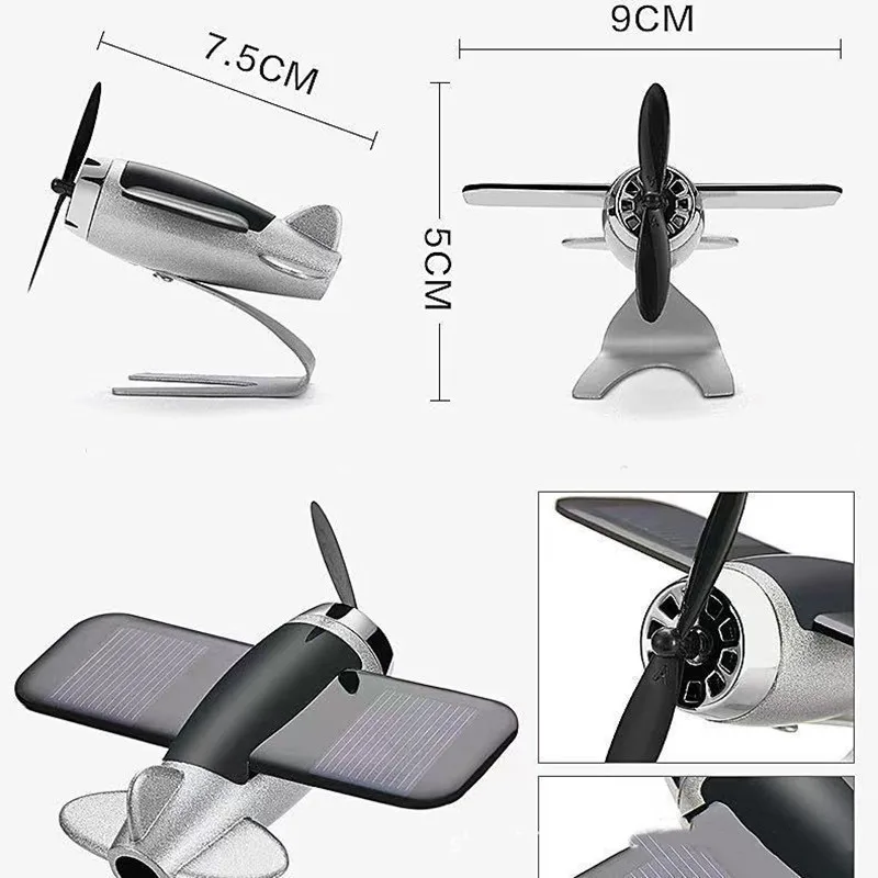 Car interior accessories solar airplane model center console decoration air freshener Auto Perfume Diffuser Air Vent Clip Parfum images - 6