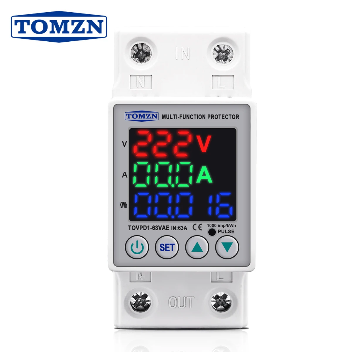 TOMZN TOVPD1-63VAE мини реле защиты от перенапряжения 63A 230V