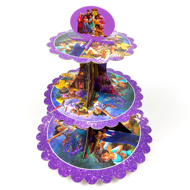 

1set/lot Encanto Theme kids Favors 3 Tier Cupcake Holder Baby Shower Paperboard Cake Stand Happy Birthday Party Supplies