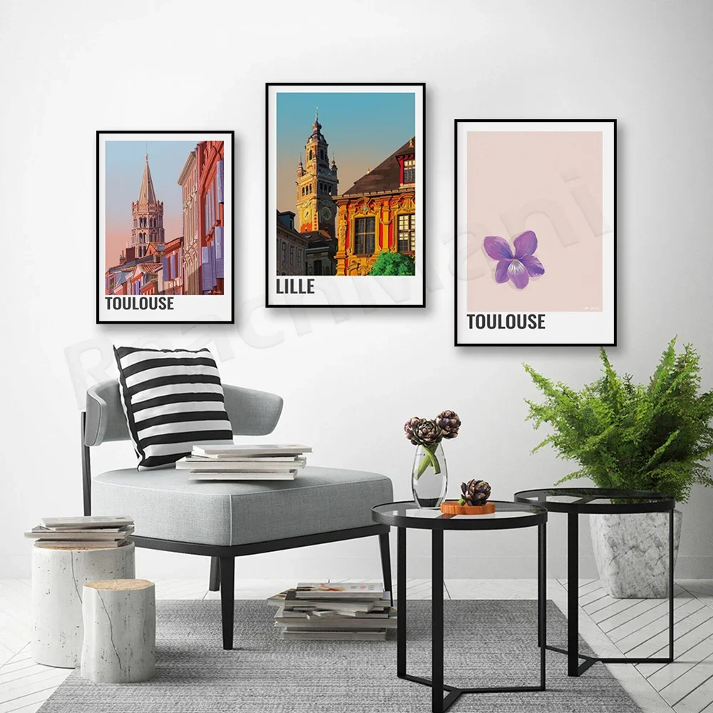 Это Toulouse — Rue de Taur и собор Святого-Серна плакат Violet город Лилльла Франции
