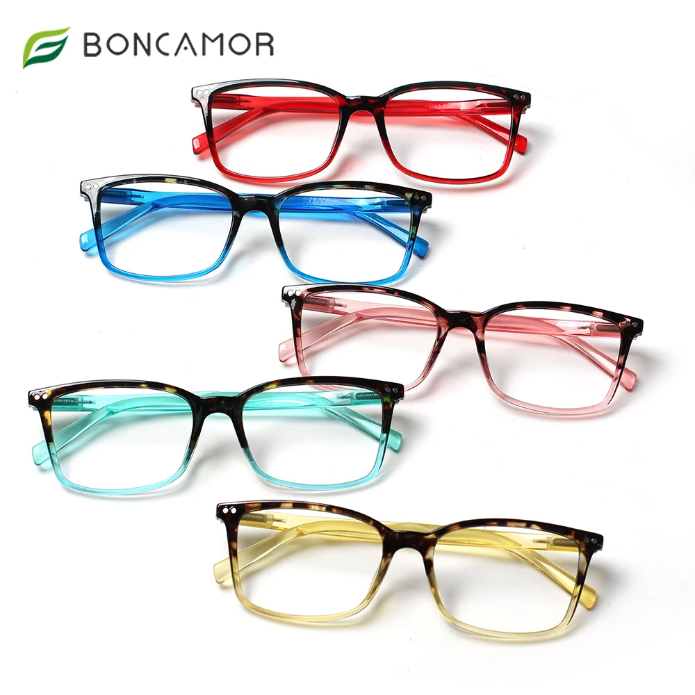 

Boncamor Prescription Blue Light Blocking Reading Glasses Spring Hinge Men and Women Anti UV Computer Goggles Reader+1.0+2.0+4.0