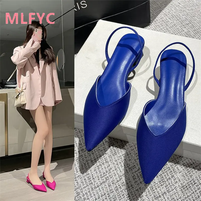 

Short Heel Shoes Women 2023 Sexy Thick Heel Sandals ladies Pointed Single Shoes Simple Temperament High Heel Sandals