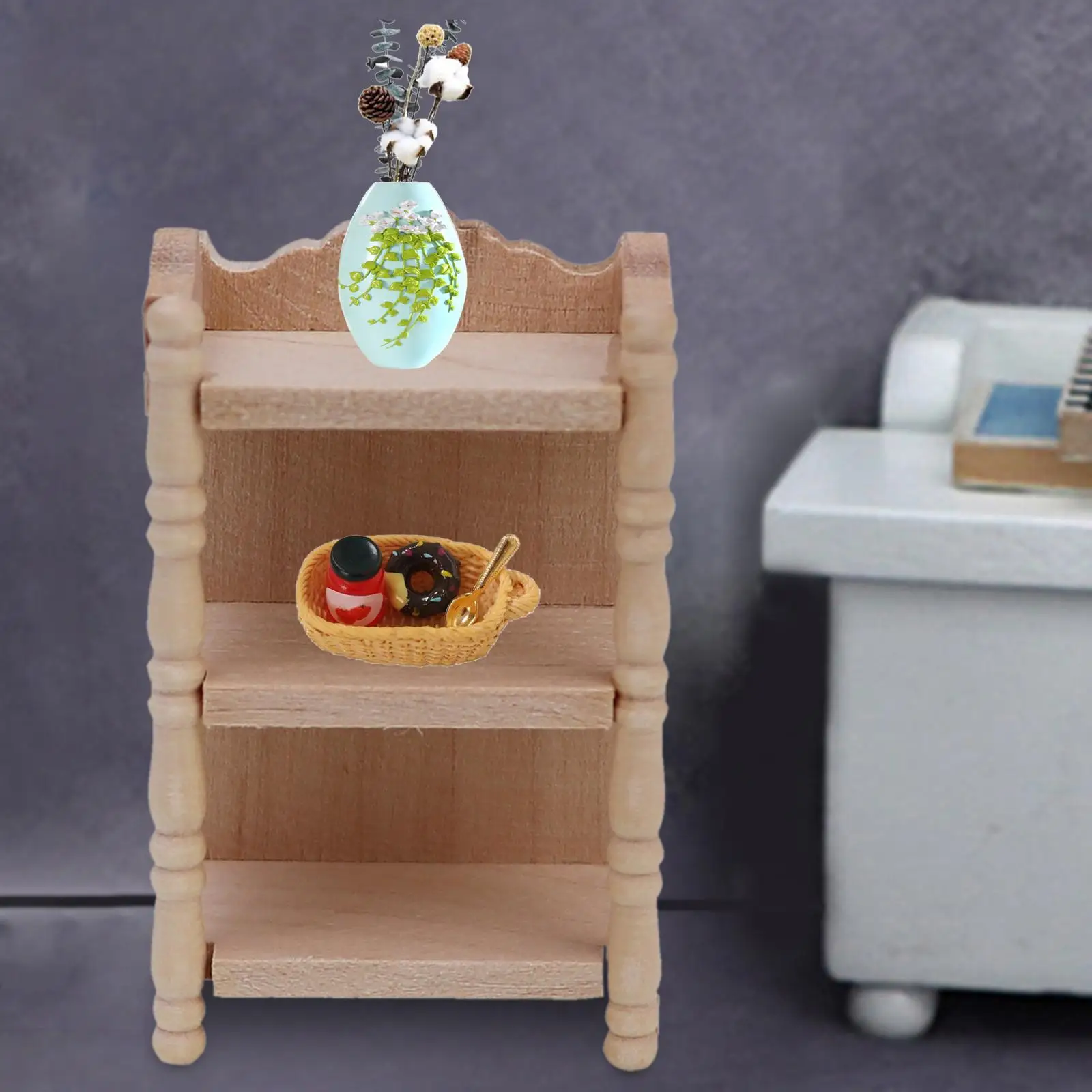 

Стойка для кукольного домика в масштабе 1:12, полка для хранения для кукольного домика, аксессуары для кукольного домика, книжная полка для фото, реквизит для кукольного домика