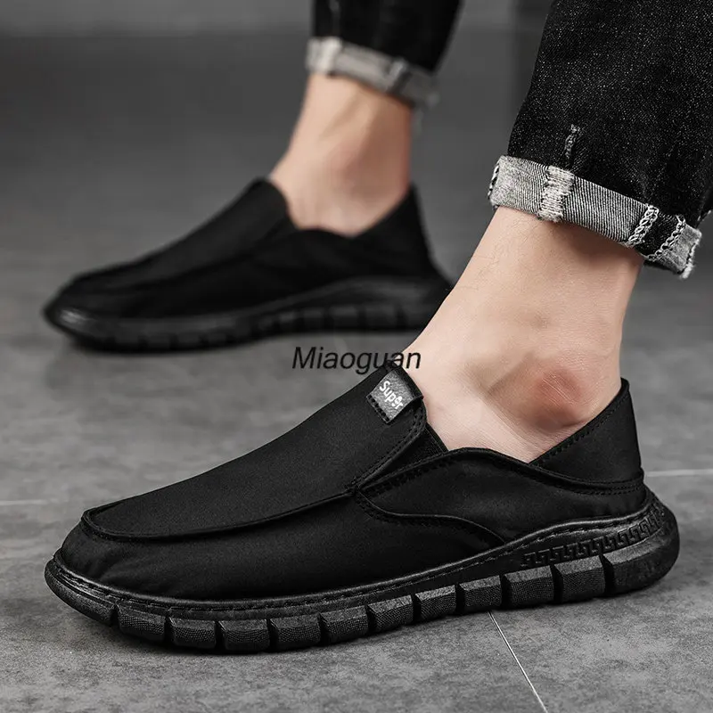 Кроссовки мужские с круглым носком лоферы Вулканизированная подошва без