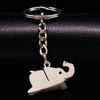new fashion elephant silver color stainless steel keyrings for women pokemon keychain jewelry gifts chaveiro k7617s08