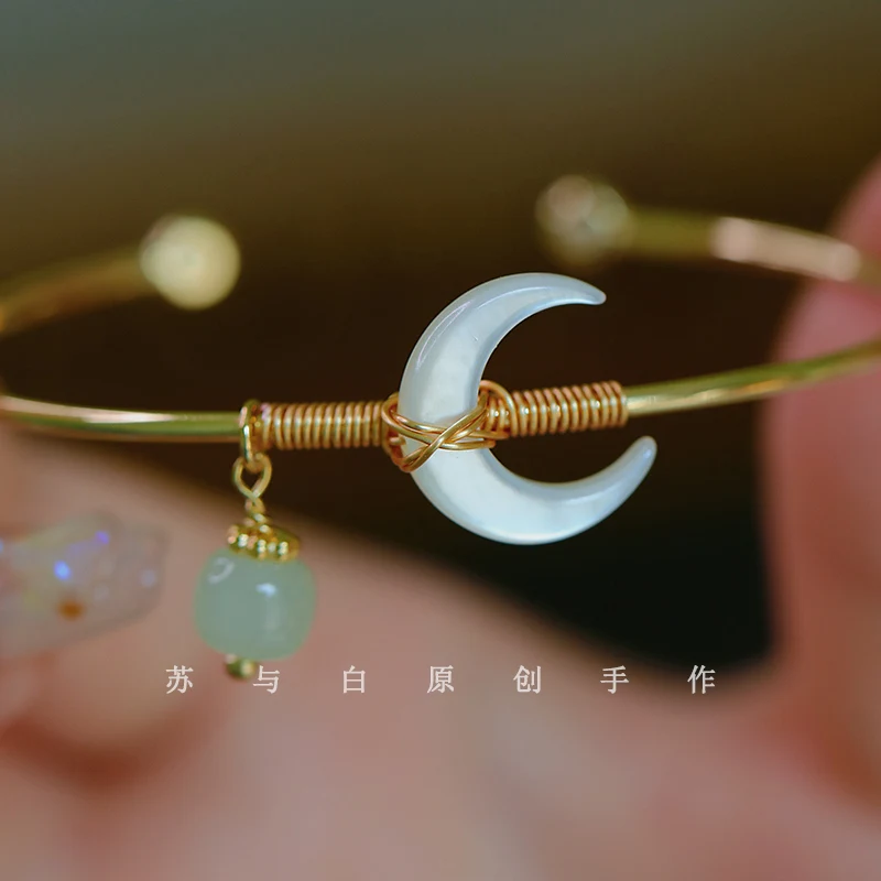 

TV Series Cang Lan Jue Cosplay Love Between Fairy And Devil Gulan Moon Ring Bracelet Women Adjustable Finger Rings Accessory