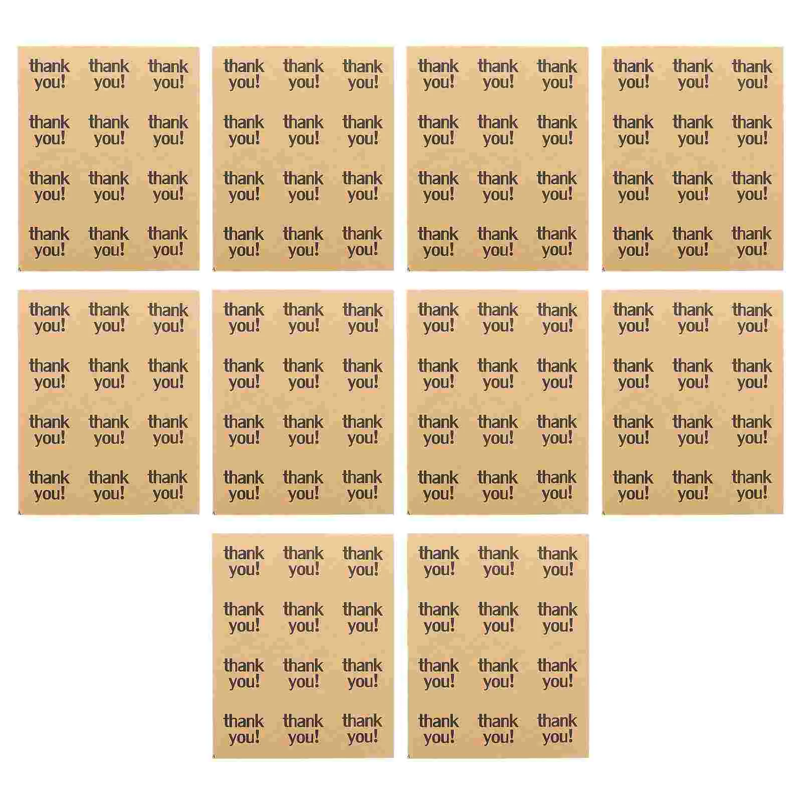 

10 Sheets Thank You Sticker Label Envelope Sealing Sticker Gift Seal Label Decor