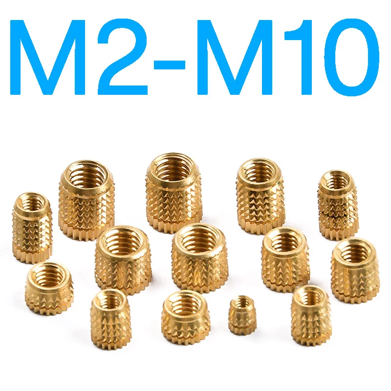 

M2 M2.5 M3 M4 M5 M6 M8 M10 Brass Insert Nuts Injection Molding Embedded Knurled Thread Through-hole Cold Pressing Copper Nut