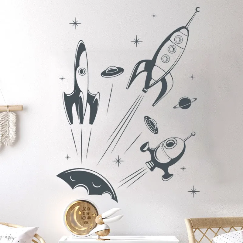 

Наклейки на стену в виде ракеты самолета, тыквы, 3d обои, интерьерные наклейки для детской комнаты