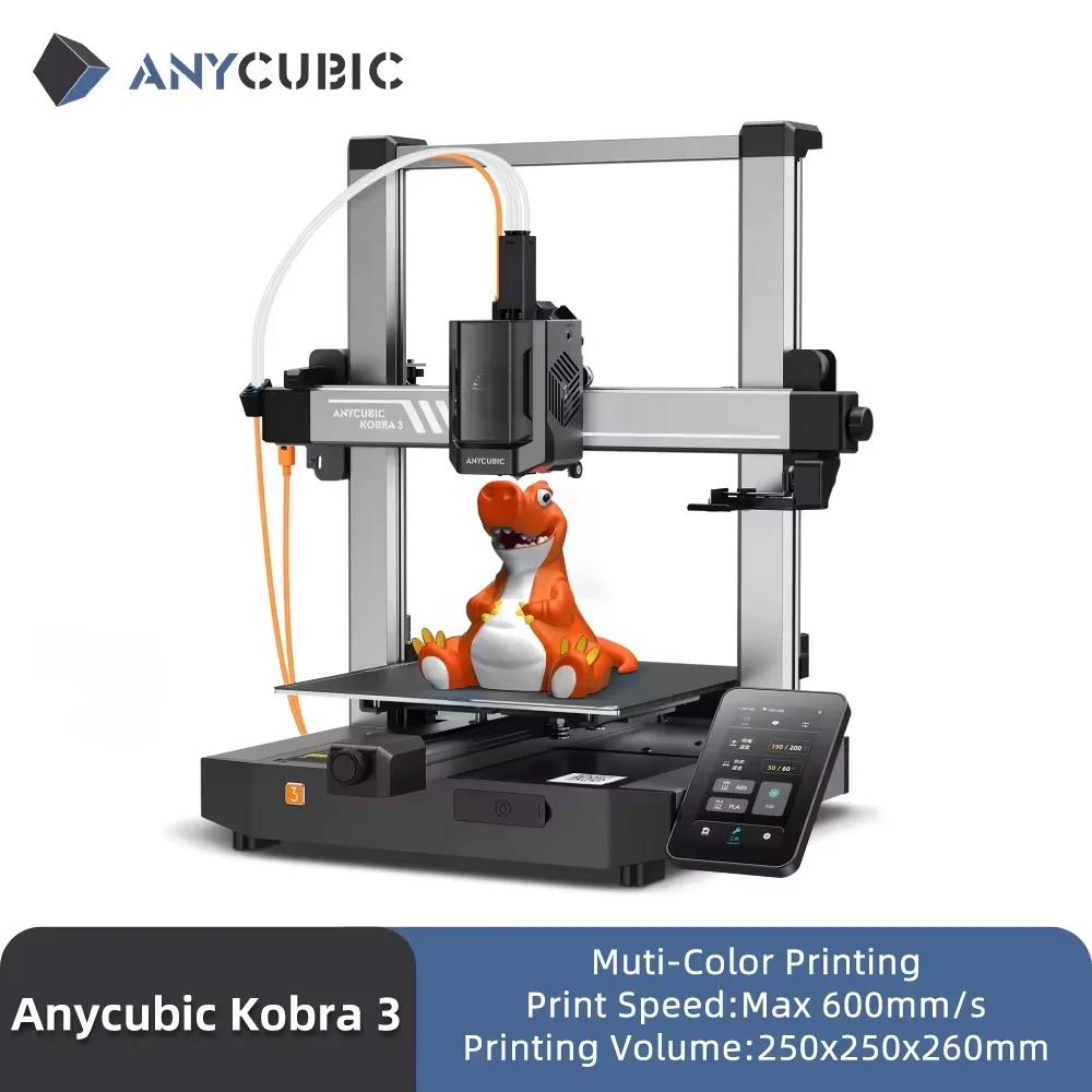 ANYCUBIC Kobra 3 AE Version FDM Max 600mm/s Print Speed 3d Printer 25-Point Automatic Leveling With 9.8x8.7x8.7inch Print Size
