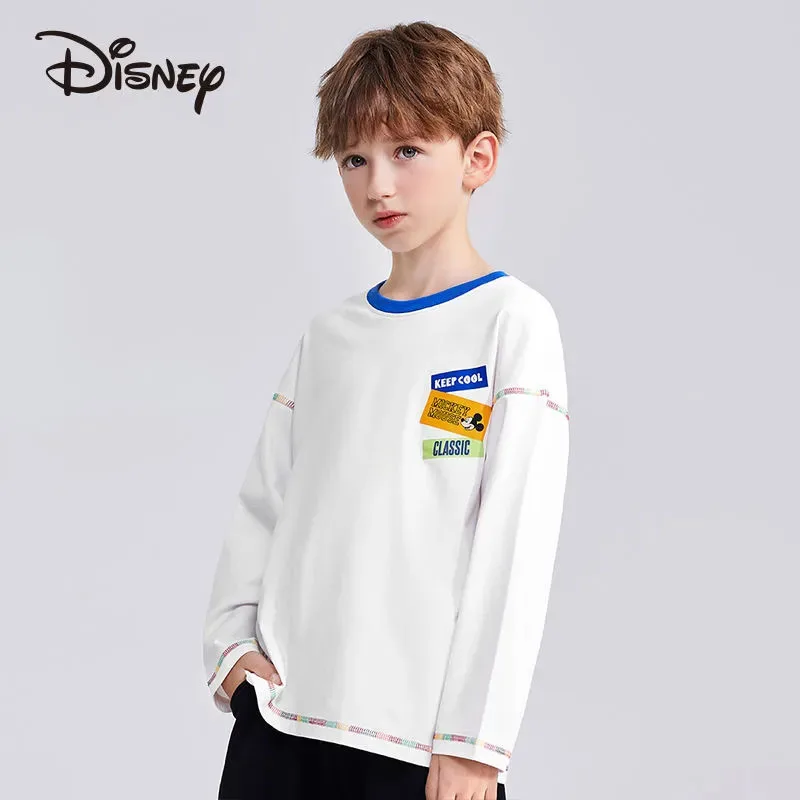 Disney T-Shirt Sweatshirt Cotton Boys Sweat-absorbent Top Cartoon Long Sleeve Thin Casual Spring and Autumn Children's Clothing