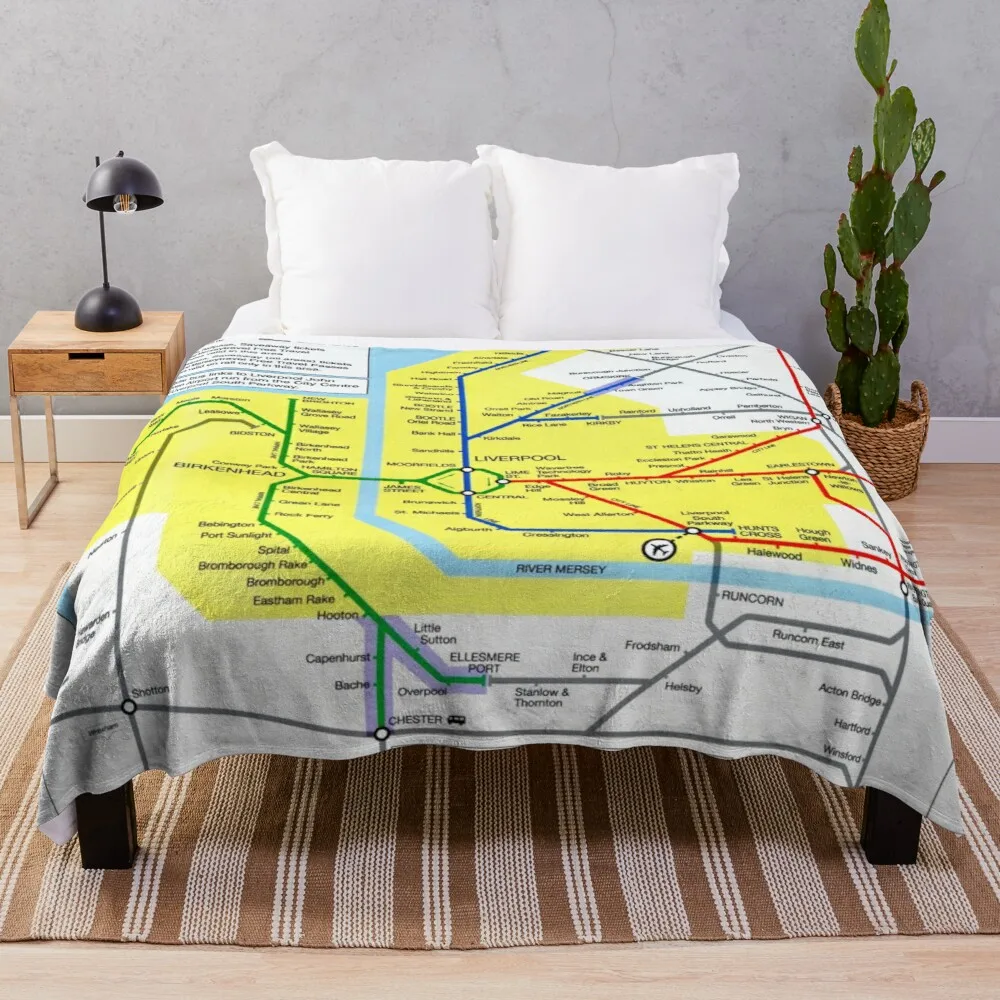

Merseyrail + city lines map Throw Blanket velor blankets luxury thicken blanket