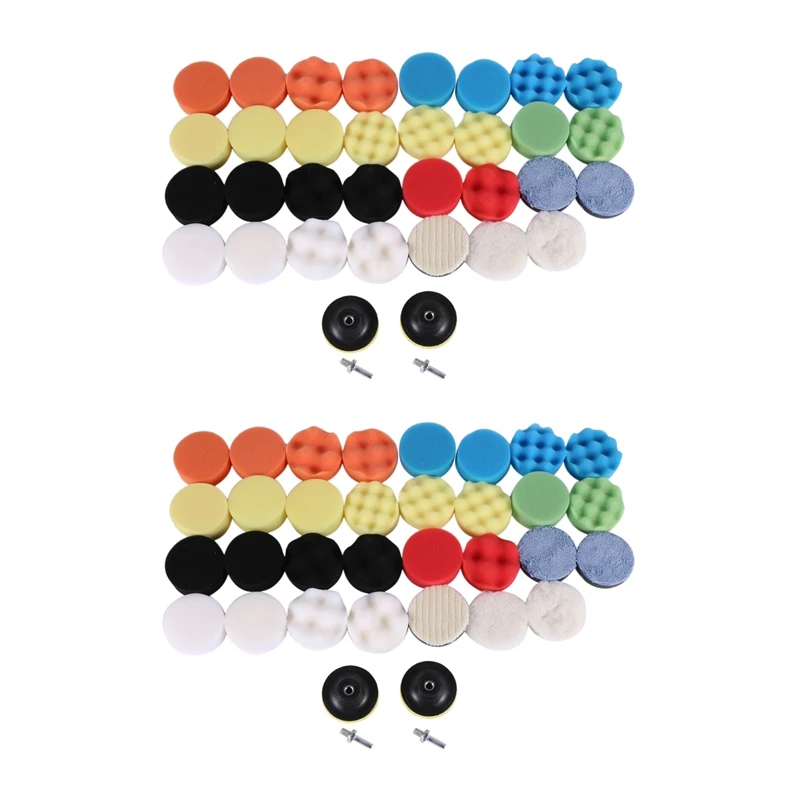 

HOT-70 Pieces Car Polishing Pad Kit 80Mm Buffing Pads Foam Polish Pads Polisher Attachment For Drill