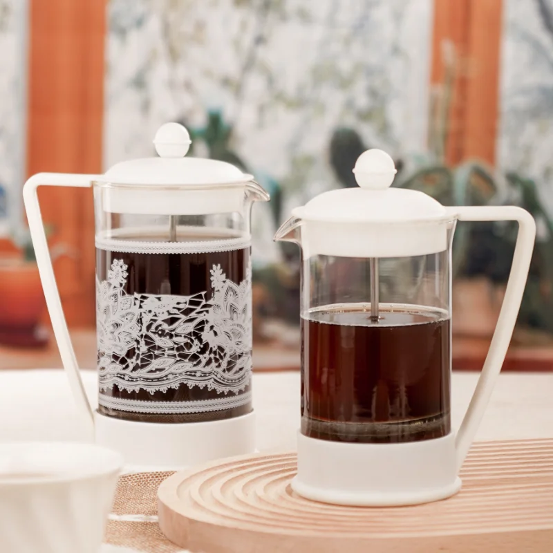 

French Coffee Pot Large Capacity 1000ml Glass Hand Pour Pot Stainless Steel Pressure Core Filter Element High Temperature