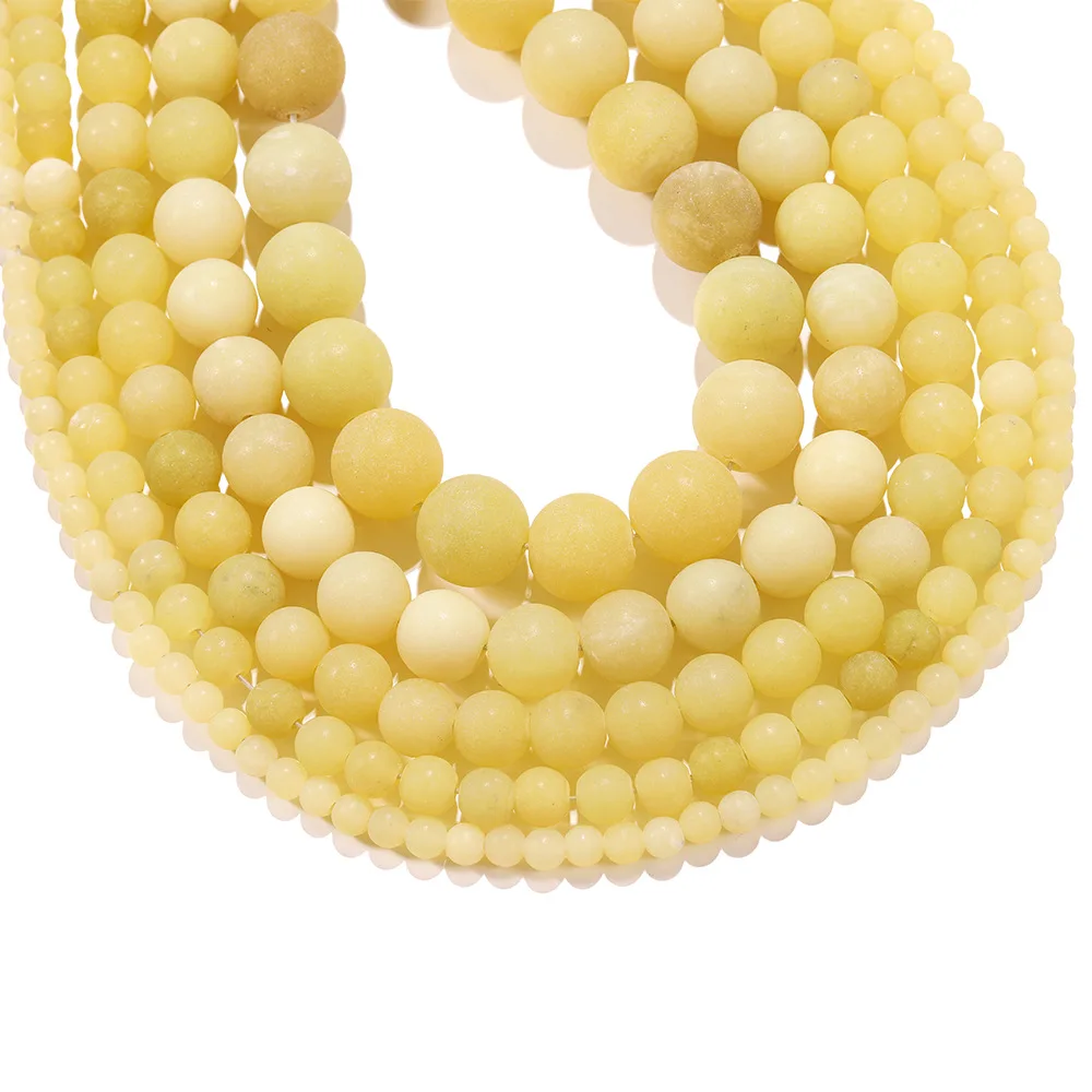 

Natural Matte Lemon Yellow Jades Stone Beads for Jewelry Making Round Loose Beads Diy Bracelets Necklace Accessories