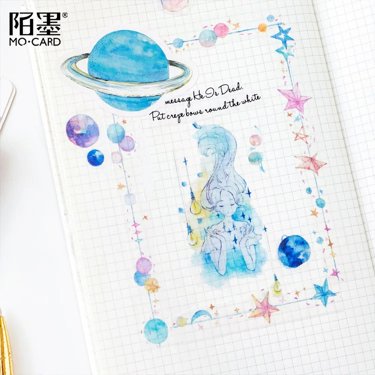 45pcs/pack 32nd Planet Creative Handbook Decoration Special-shaped Sealing Sticker Vivid Pritning | Stationery
