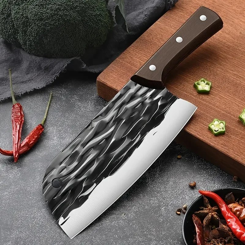 

HMTX 1pc Forged Chinese Kitchen Knife, Household Stainless Steel Slicing Knife, Meat Cleaver, Sharp Kitchen Knife