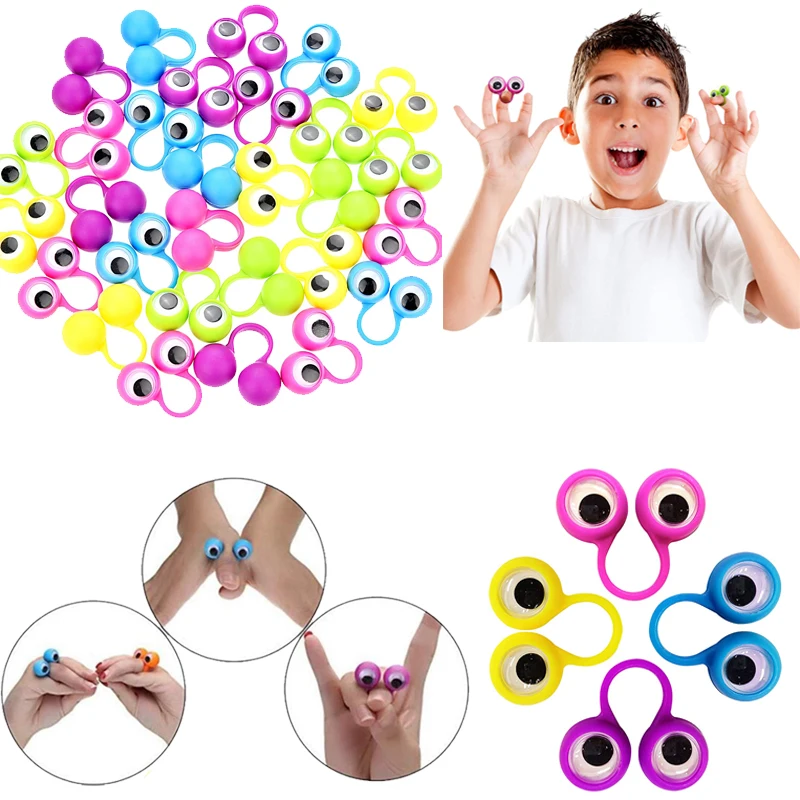 10/40pcs Eye Finger Puppet Plastic Moving Eye Toy Anti-stress Toys Kids Baby Gift Party Funny Toy Accessories