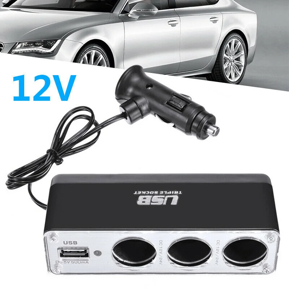 

Car Cigar Lighter Multi Socket Triple Splitter USB Port Charger Adapter 12V Accessories High-quality Car Cigarette Lighter