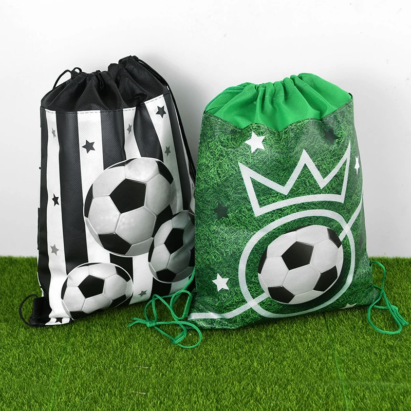 

3pcs Football Pattern Non-Woven Drawstring Pocket Soccer Sport Theme Birthday Party Decorations Gifts Bag Kids Boys Favors Pouch