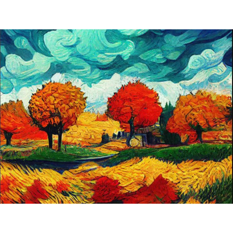 

Картина из страз Ван Гога 5D «сделай сам», алмазная вышивка с пейзажем, полноформатная круглая мозаика для домашнего декора, подарок, осень