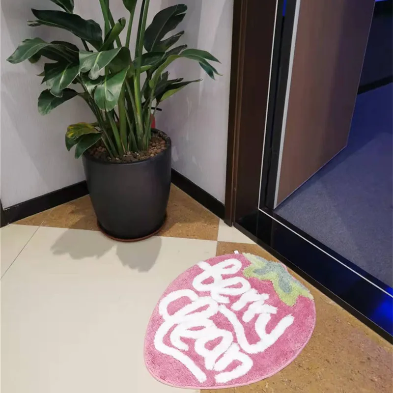 flocking fruit strawberry shape home entrance mat bedroom bathroom door non slip foot pad free global shipping