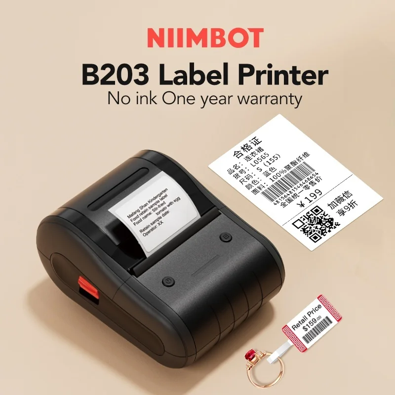 

New Niimbot B203 Label Printer Wireless Bluetooth Thermal Label Tape Roll Label Sticker inkless Label Maker