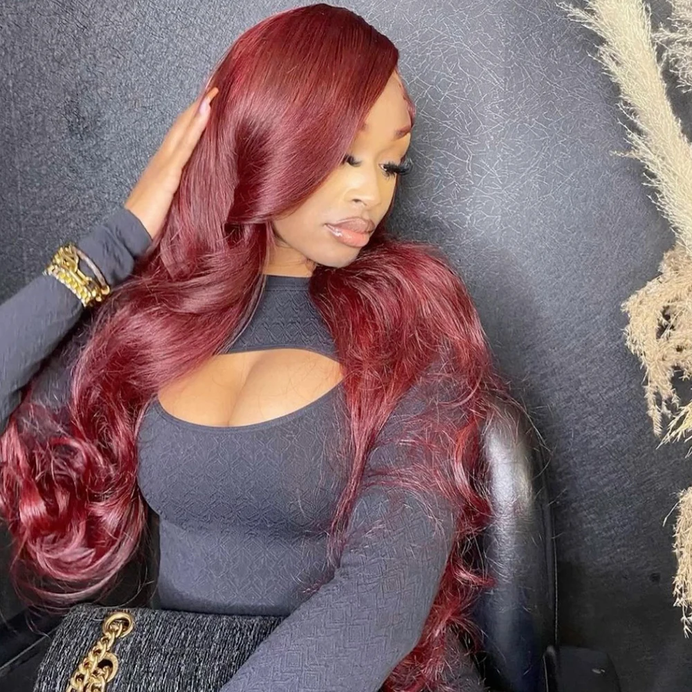 Бордовый бесклеевой парик на сетке предварительно вырезанный прозрачный