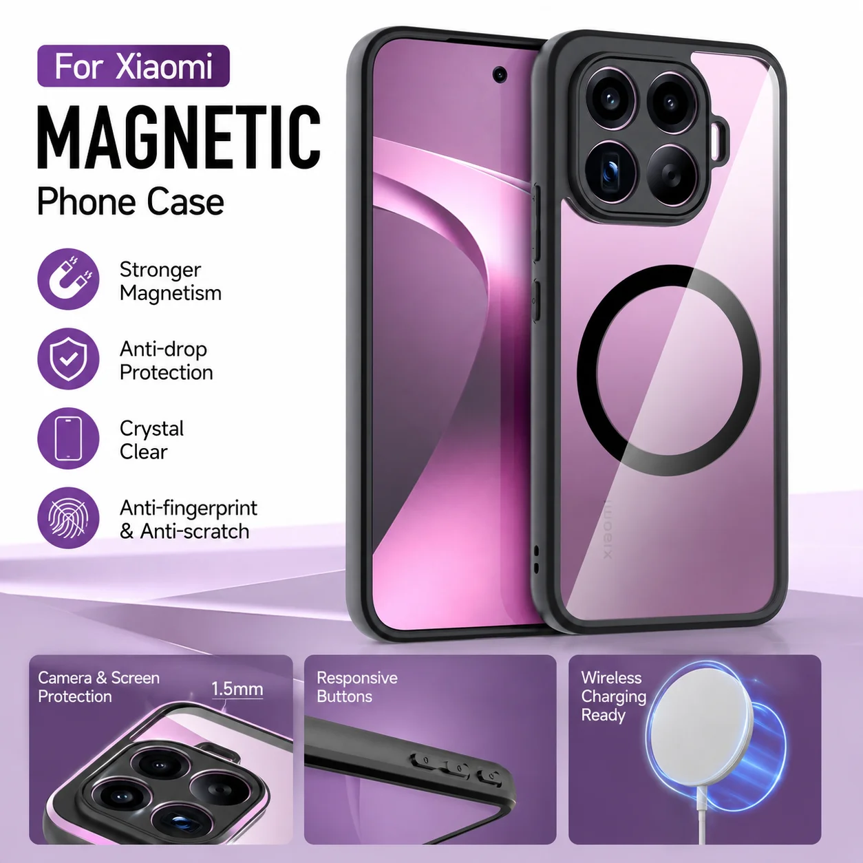 Фото Чехол для Xiaomi 17T / 17T Pro, минималистичный прозрачный магнитный акриловый чехол, приятный для кожи, устойчивый к падениям, чехол для MI 17 T Pro Funda №1