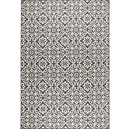 

Country Danica Transitional Geometric Indoor/Outdoor Area Rug, Black/Grey, 5'2"x7'2"