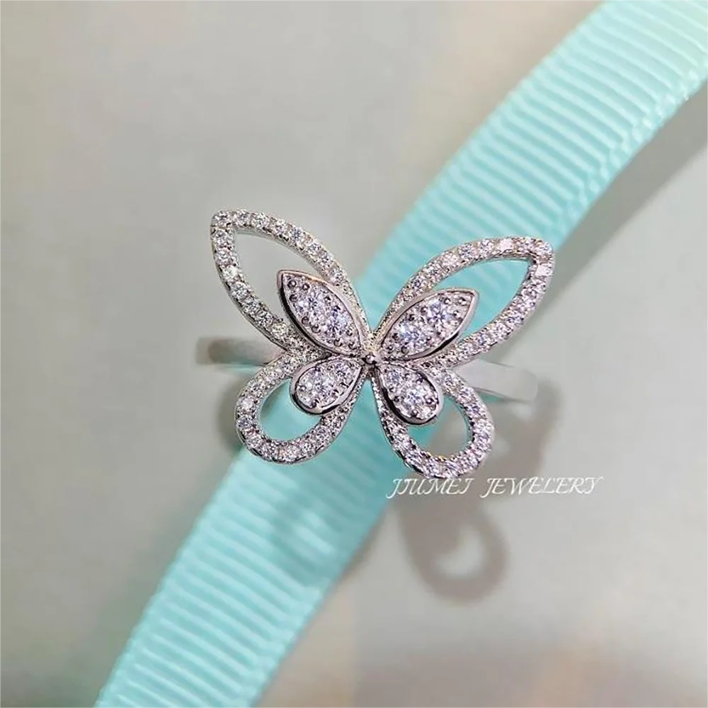 

Fashion Luxury Vintage Colored Zircon Cluster Butterfly Shape ZC Ring Women's Silver 925 Rings Engagement Valentines's Day Gift